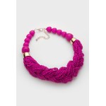 Hot Pink Braided Multi-strand Statement Necklace